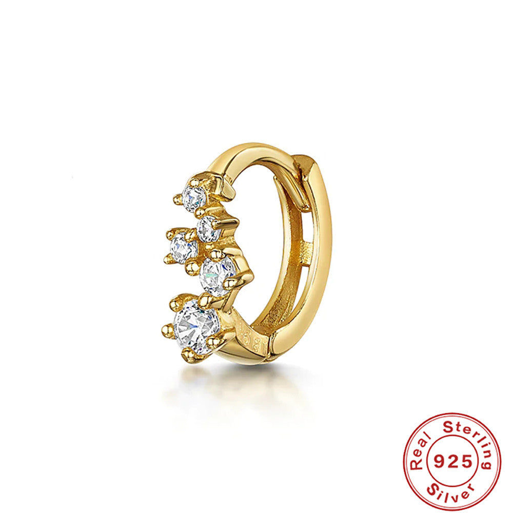 S925Sterling Silver Cartilage Piercing Diamond-Studded Hoop Earrings Ear Cuffs Ear Studs shien Hot-selling Punk Style Ear Cuff