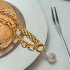 Stainless Steel Pearl Necklace Collarbone Chain Non-Fading Jewelry Accessories