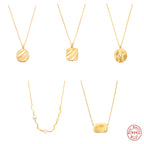 S925 Sterling Silver Irregular Initial Collarbone Necklace With Pearl