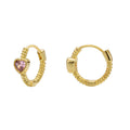 Gold-Plated Brass Heart Pink CZ Earrings with Cubic zirconia Detail with gold-tone brass construction