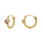 E0670 Elegant and fashionable Earrings Female Brass Gold Plated Inlaid Heart-shaped Pink Zircon Ear Jewelry