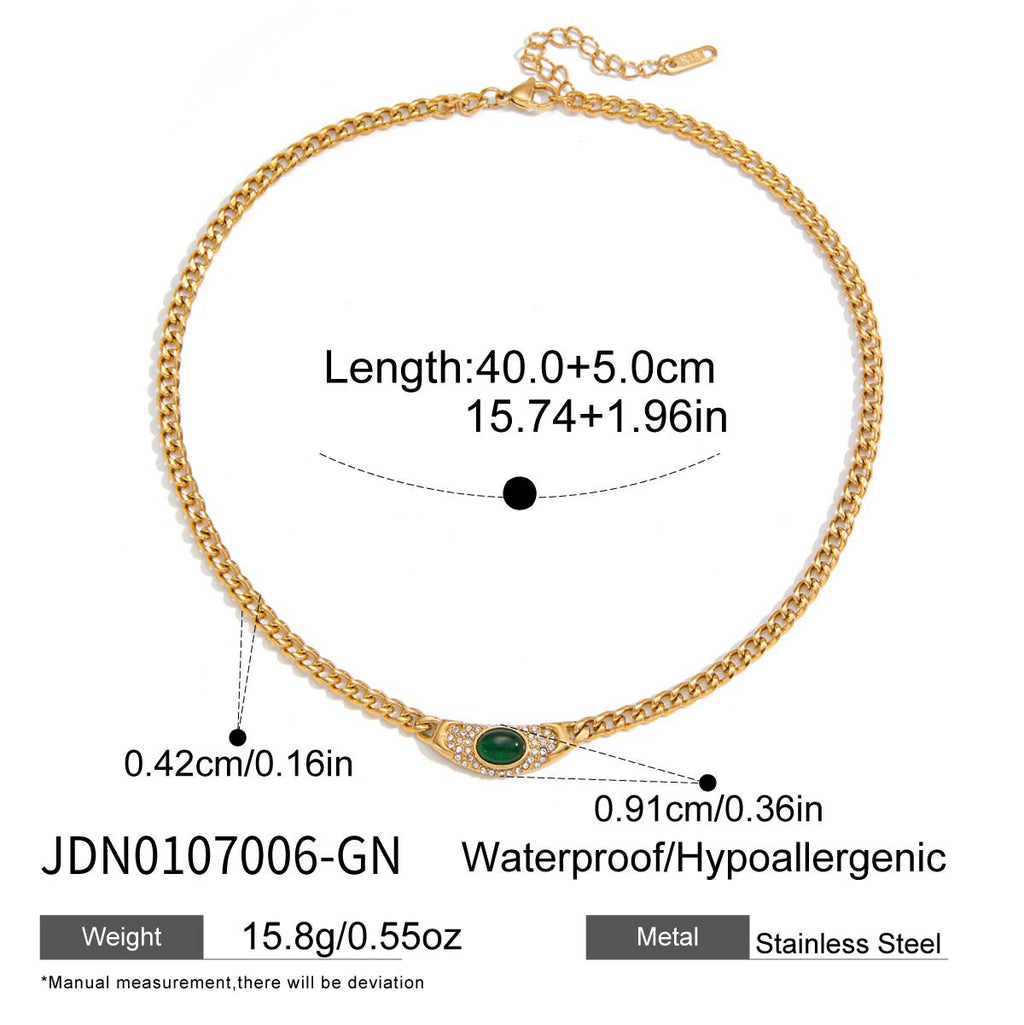2H Stainless Steel Rhinestone Natural Stone Necklace Accessories Women's Collarbone Chain Jewelry
