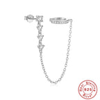 S925Sterling Silver Single Row Diamond-Studded Non-Pierced Ear Clips Tassel Single Diamond Stud Earrings Hot-Selling Earrings Jewelry