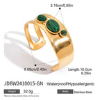 Natural Stone Hollow Open Bracelet for Women, Non-Fading Jewelry, Stainless Steel Ring Accessories