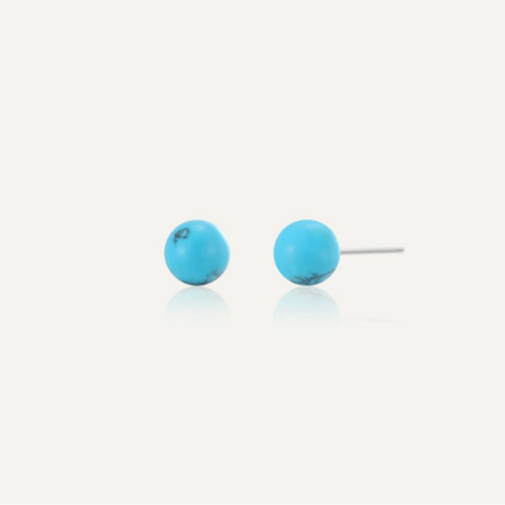 SE0183 S925Silver Turquoise Stud Earrings925Silver Vintage Round Earrings