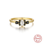 S925Pure Silver Elegant Luxurious Geometric Round Diamond-Studded Gemstone Engagement Ring Hot-Selling Couple Style Ring