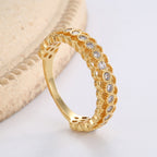 Gold-Plated Brass Vintage-Inspired CZ Ring with Cubic zirconia Detail with cubic zirconia design details