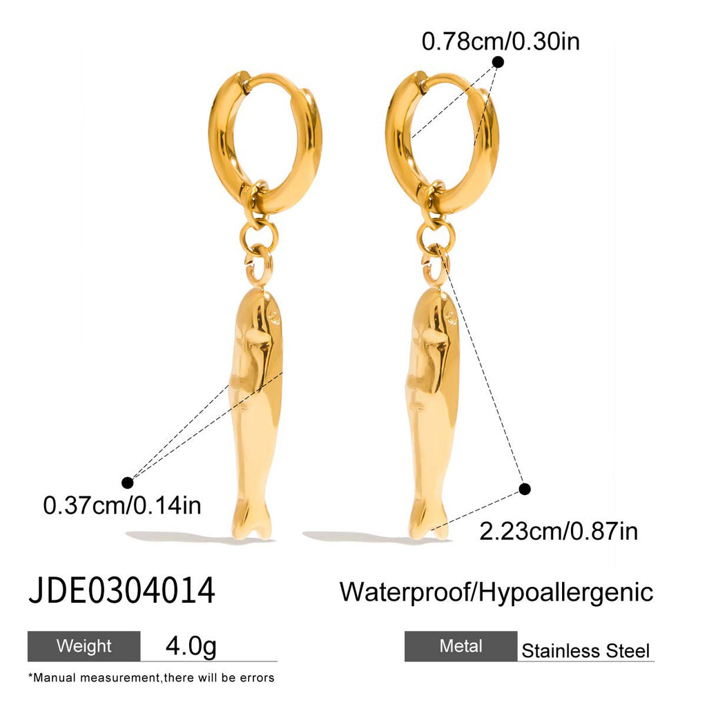 2H Stainless Steel Fish Earrings Ear Jewelry Design Sense Stud Earrings Accessories