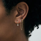 2H Zircon Double Ring Chain Tassel Earrings Ear Accessories Ear Clips Stainless Steel Jewelry