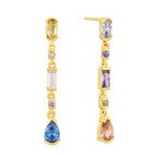 E0654 Fashion Multi-color Zircon Earrings for Women Long Tassel Bohemian Trendy Drop Earrings
