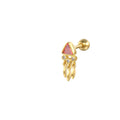 Triangle Zircon Tassel 925 Sterling Silver Cartilage Earring — surface finish close-up — alternate angle 2 — jewelry finish and design detail