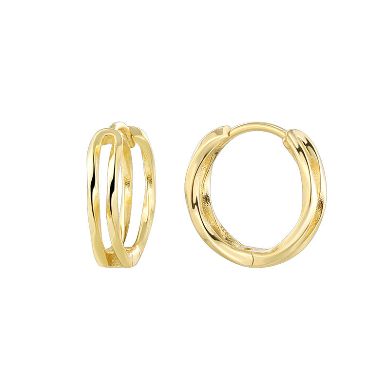 SE0079 S925Silver Elegant Fashion Hollow Earrings for Women Minimalist Plated14K Gold Earrings