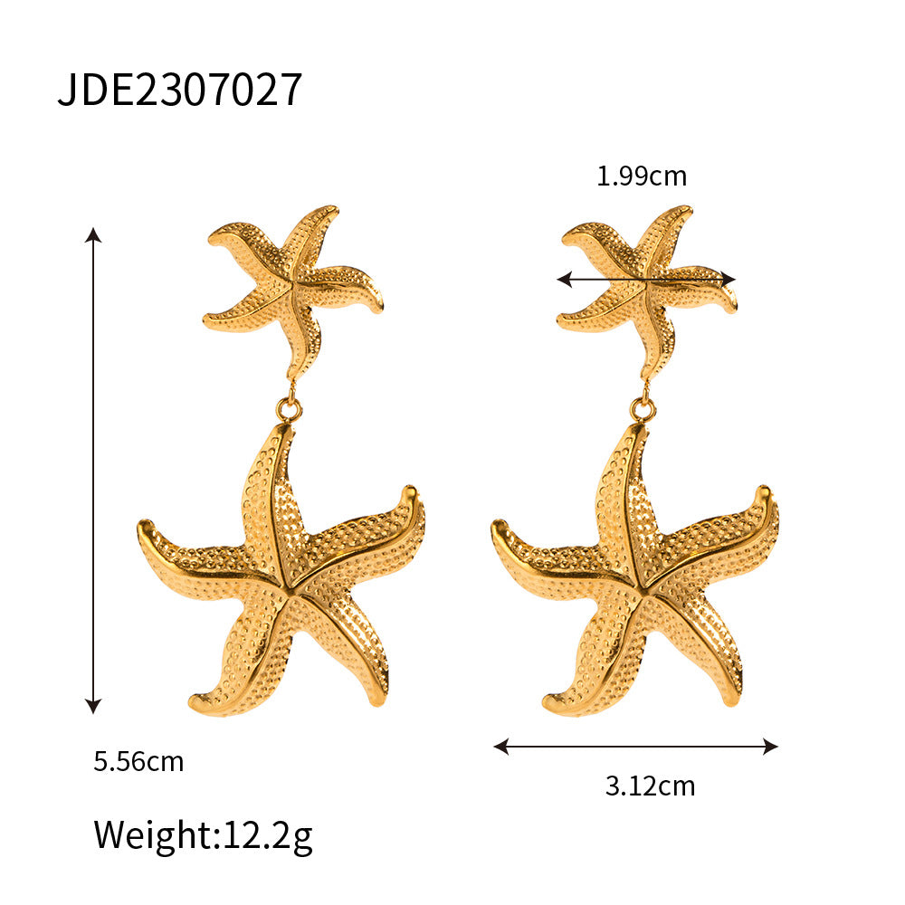 Stainless Steel Earrings for Women18k Gold non-fading earrings starfish shell earrings