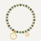 B0311 Casual Vacation Coconut Tree Round Zircon Bracelet Bohemian Trend Blue Turquoise Beaded