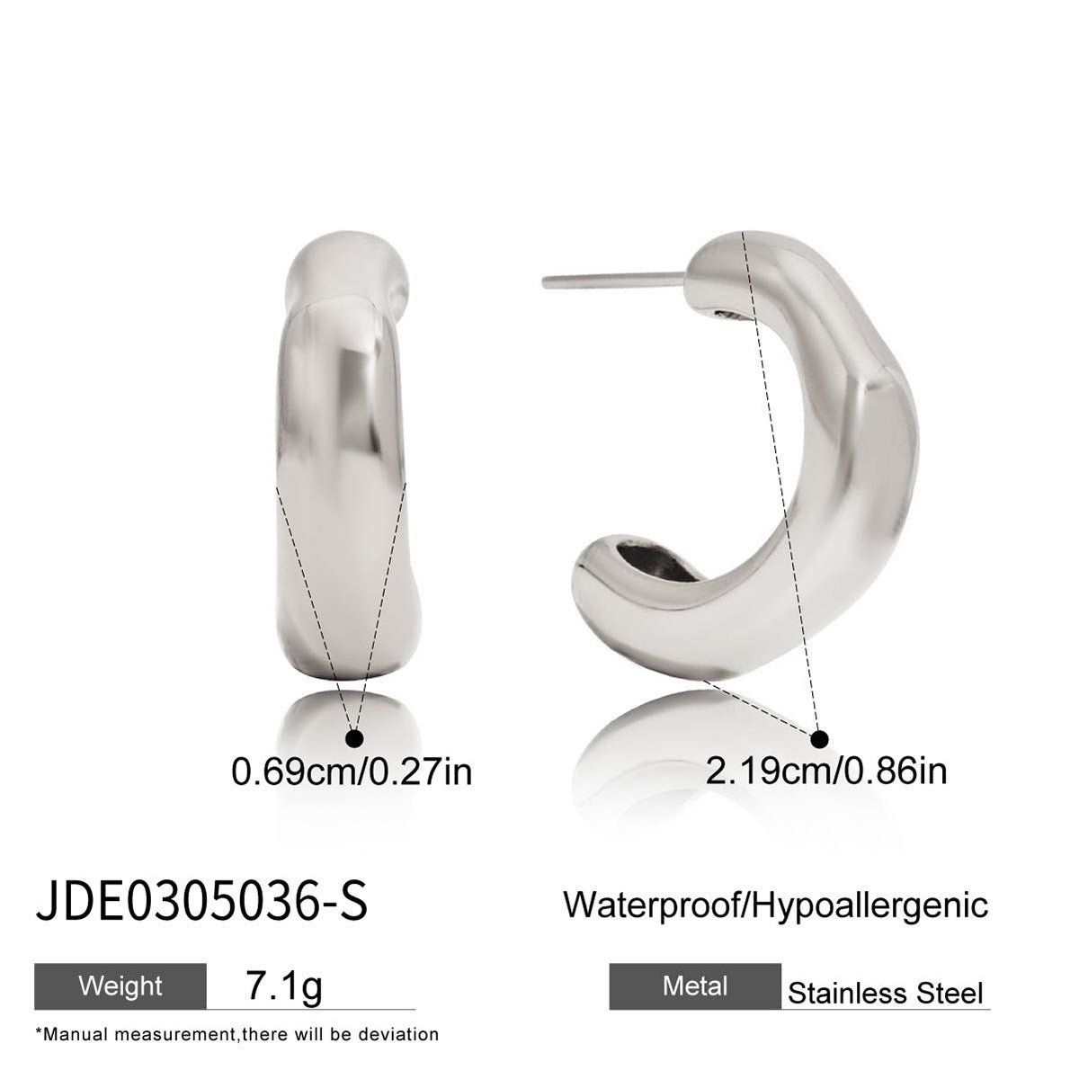 Stainless Steel c Shaped Earrings Non-Fading Ear Jewelry Accessories for Women