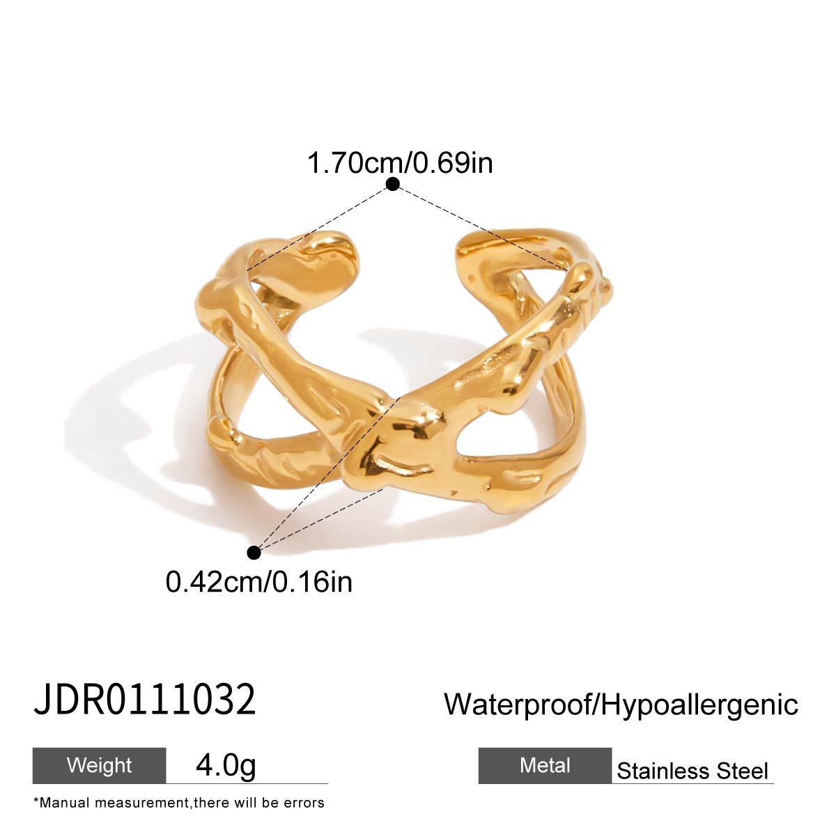 2H Stainless Steel Finger Bracelet Ring Non-Fading Jewelry for Women