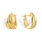 CYE0331 French Style Earrings for Women, Metal Irregular Simple Twisted Design Earrings