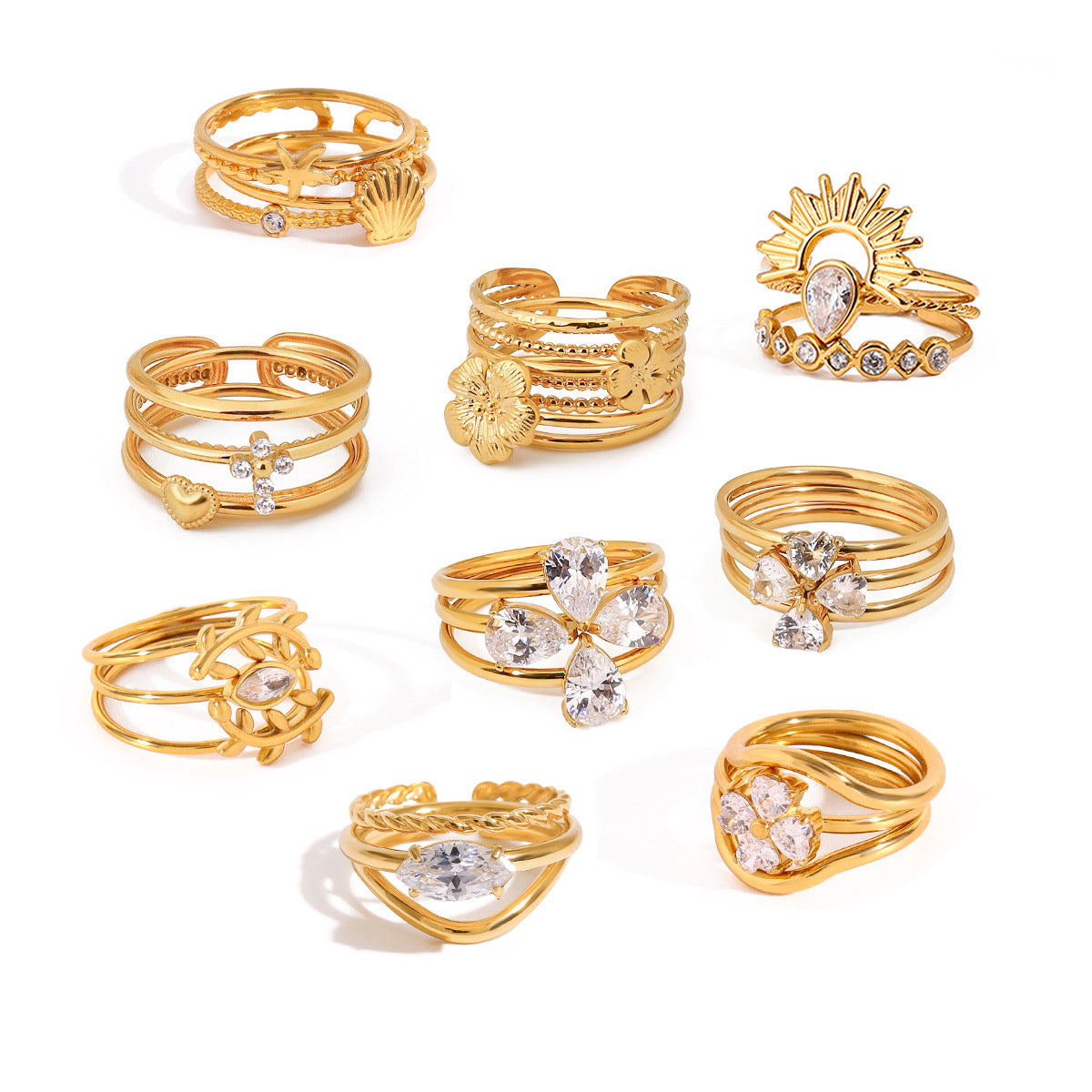 Stackable Rings for Women Design Jewelry Non-Fading Stainless Steel Rings
