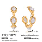 2H Blue Turquoise Resin Pearl Earrings Studs Non-Fading Stainless Steel Jewelry