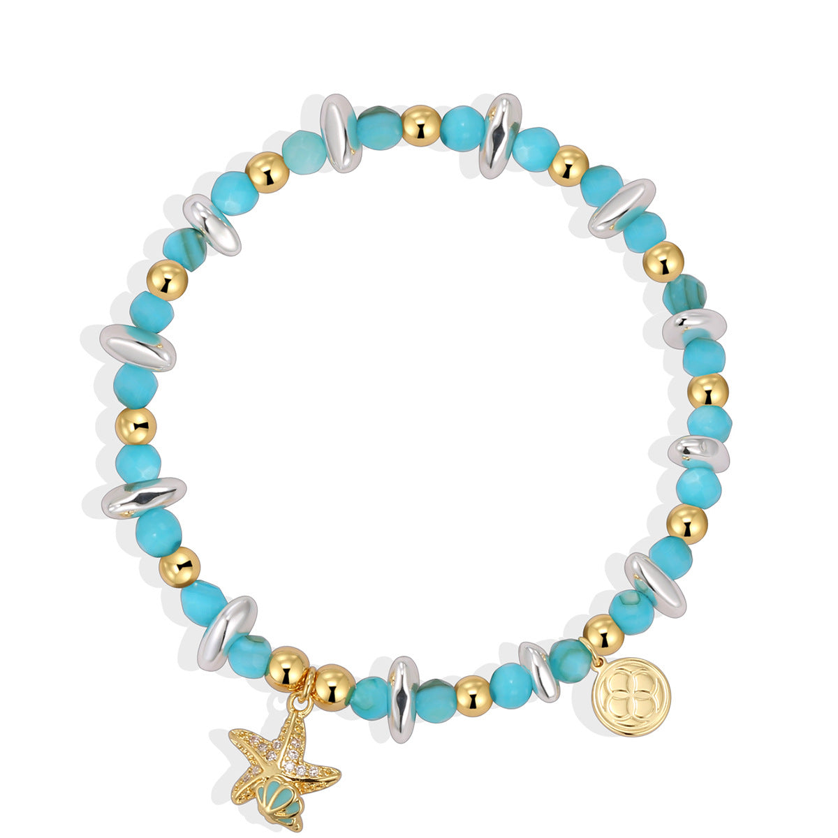 B0299 Fashion Vacation Starfish Shell Bracelet Shell Blue Shell Stone Beads