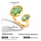 Green Zircon Ring Non-Fading Stainless Steel Jewelry for Women ring