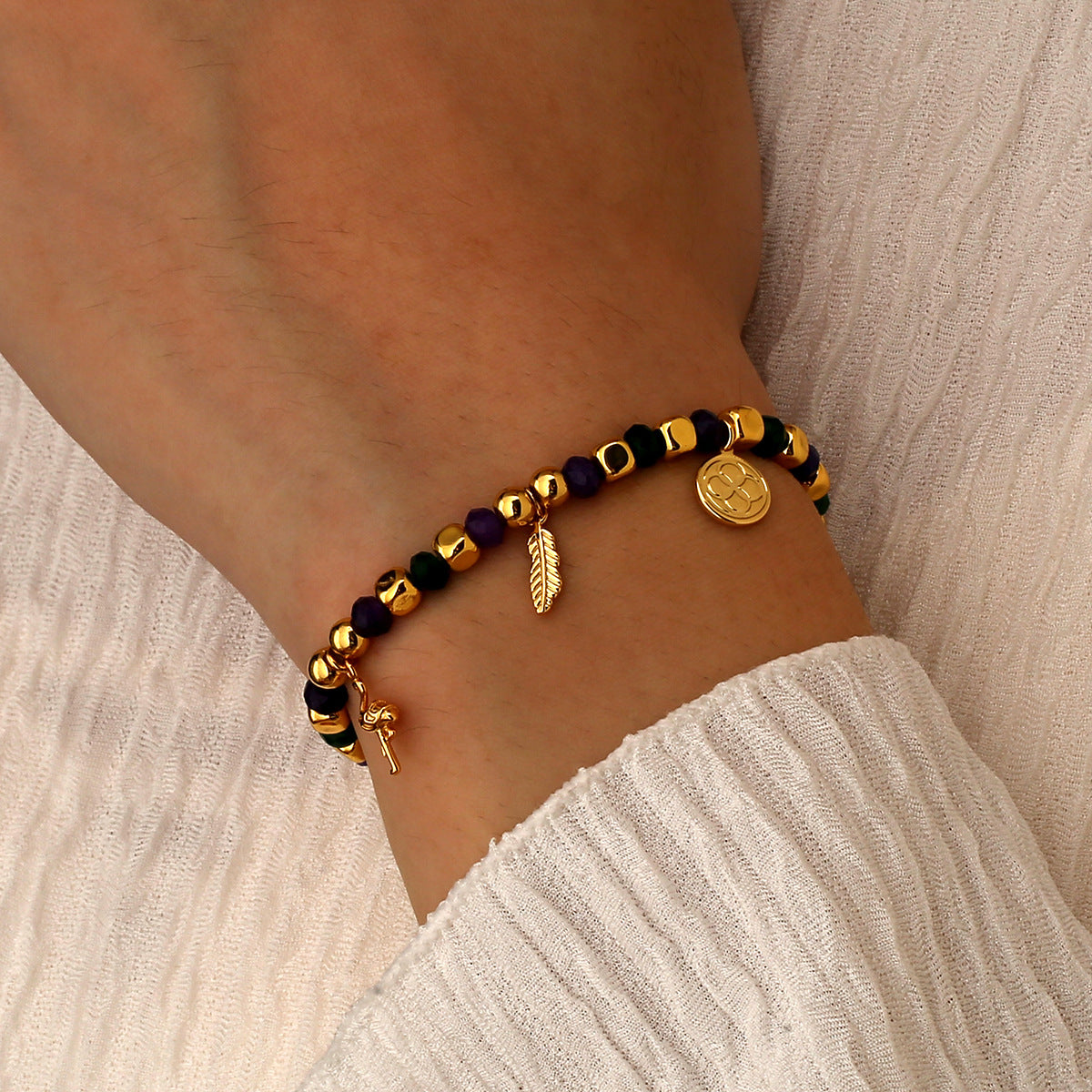 B0309 Ocean Seagull Feather Bracelet Trendy Beaded