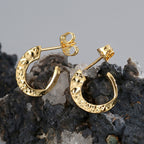 E0460 Exaggerated Design Earrings for Women, Brass Gold-Plated, Irregular Concave Shape C Shaped Earrings