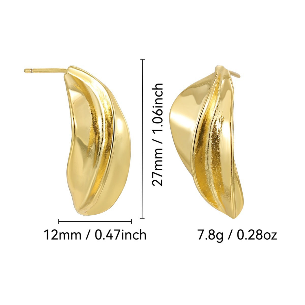 E0783 Fashion Creative Petal Earrings Copper Plated18K Minimalist Cool Style Earrings