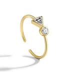 R0191 Simple Cast Copper Jewelry Women's Ring Adjustable Open Inlaid Geometric Zircon Ring