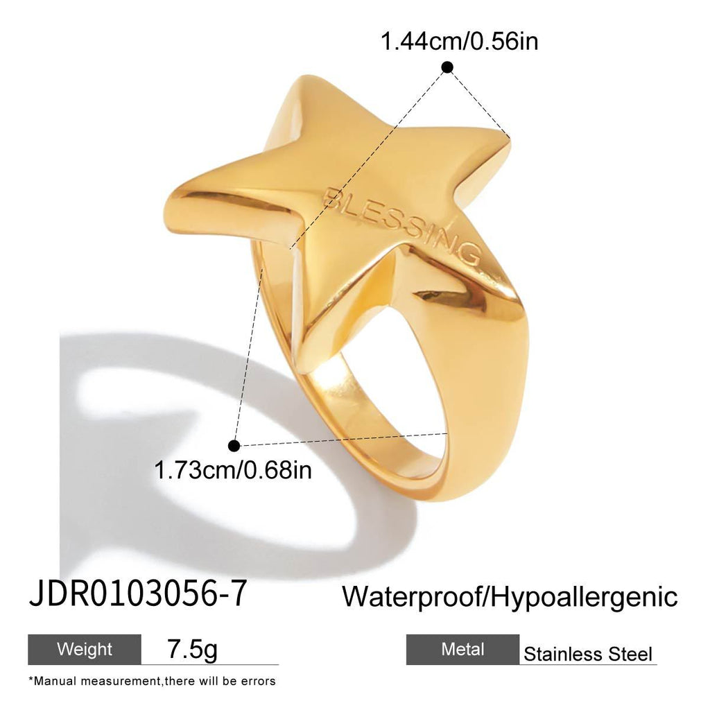 Five-pointed Star Ring Non-fading Jewelry rings Ornament