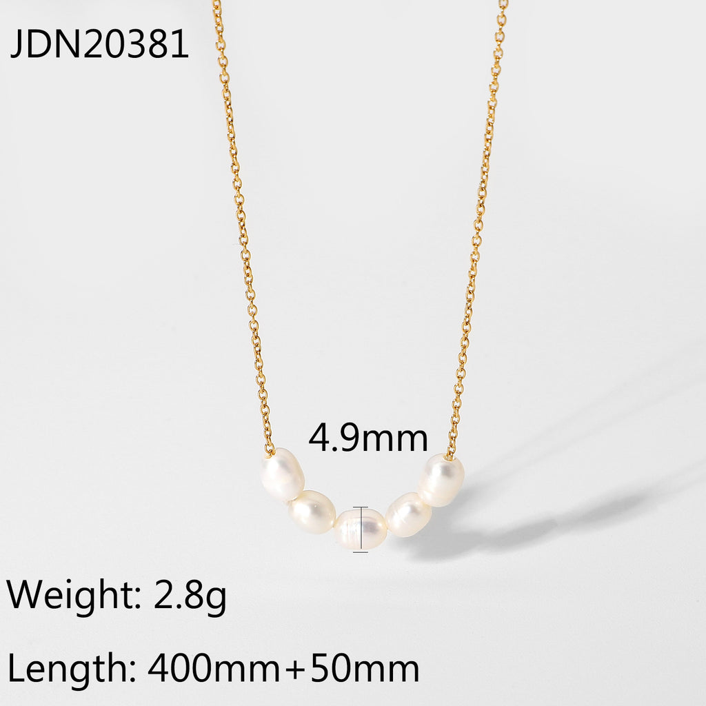 Exquisite Stainless Steel Jewelry18K Gold-plated Clavicle Chain Natural Freshwater Pearl Necklace Jewelry for Women