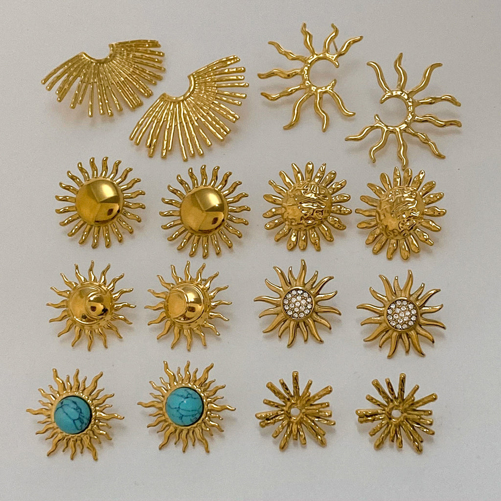 Stainless Steel Turquoise Earrings Zircon Stud Earrings Ear Jewelry Earrings