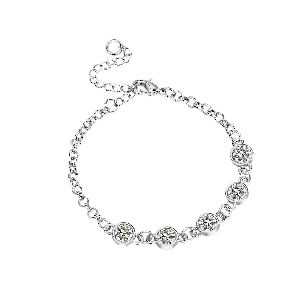 Elegant Silver Plated Zircon Bracelet For Women Minimalist Style
