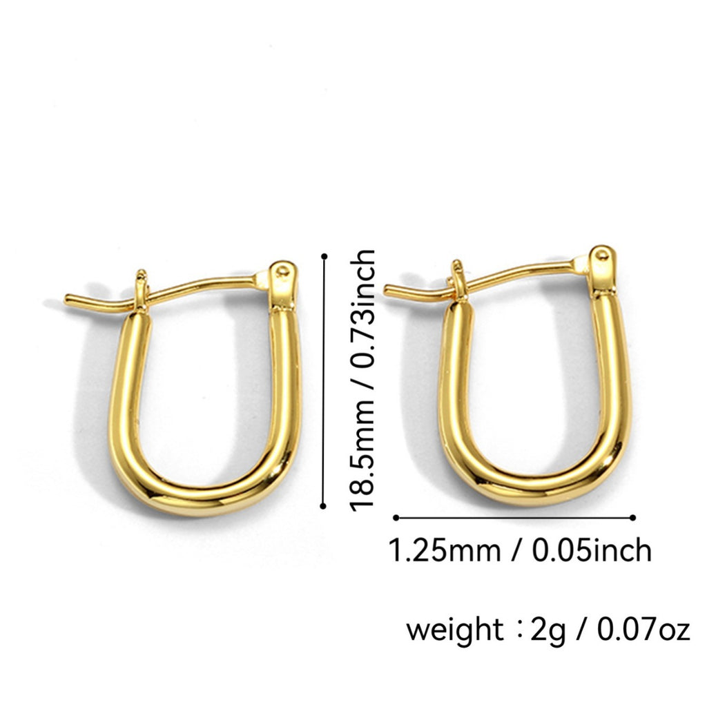 Simple U Horseshoe Earrings for Women  Geometric Line Oval Earrings Gold-Plated Brass Jewelry
