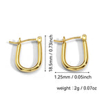Simple U Horseshoe Earrings for Women  Geometric Line Oval Earrings Gold-Plated Brass Jewelry