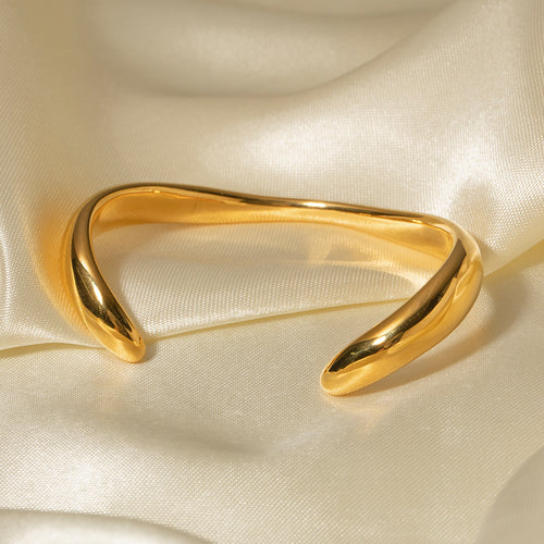 18K Gold-Tone Organic Shape Cuff Stainless Steel Bracelet for boutique wholesale jewelry collections