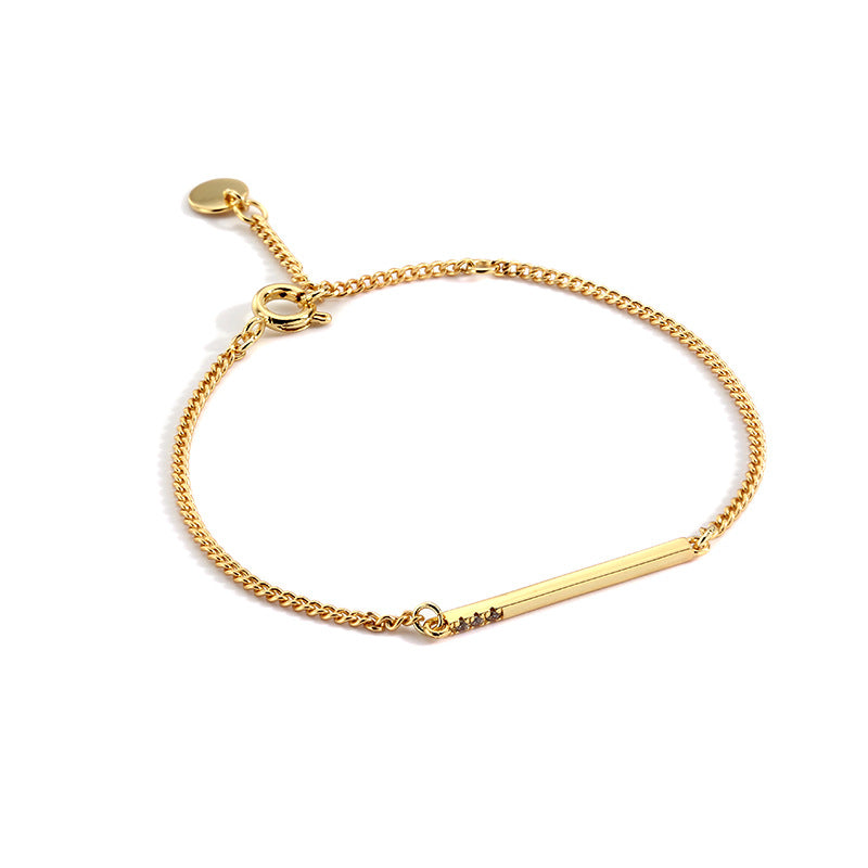 Geometric Horizontal Zircon Bracelet for Women Gold-plated with diamonds, simple design Fashion Jewelry Couple Gifts