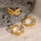 2H Stainless Steel Open Ring for Women, Non-Fading, High-End Design Accessory for Women