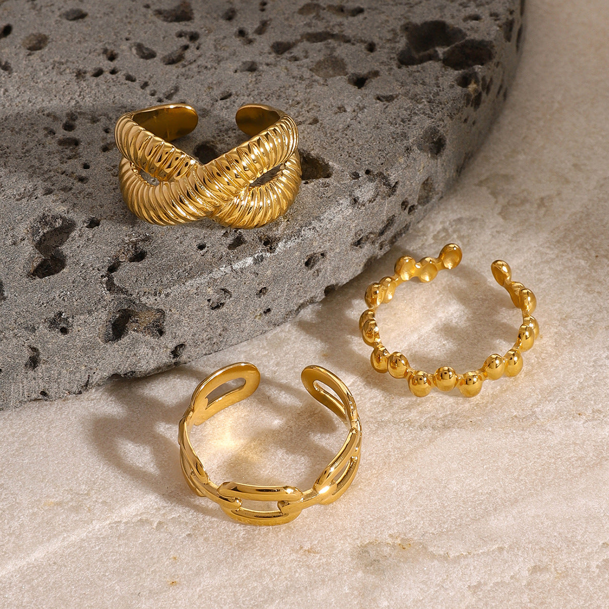 2H Stainless Steel Open Ring for Women, Non-Fading, High-End Design Accessory for Women