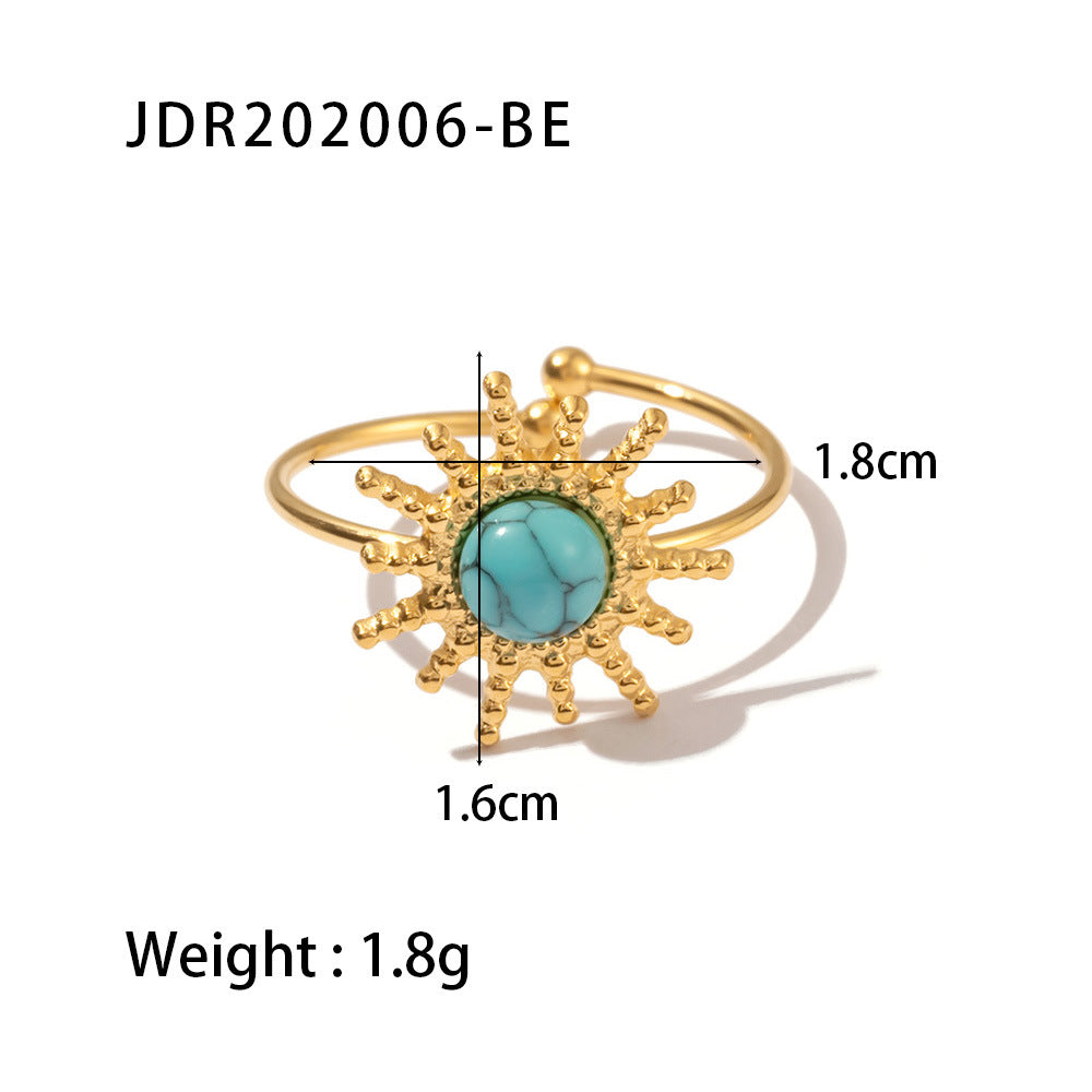 Jewelry Vintage Stainless Steel Gemstone Ring 18k Vintage Gold-Plated Jewelry rings Female