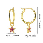 E0817 Creative Design Simple Five-Pointed Star Earrings for Women, Starfish Purple Zircon Earrings