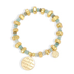 B0308 Simple Engraved Bracelet Expressing Love Fashionable Chalcedony Stone Beaded