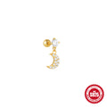 Moon Star 925 Sterling Silver Cartilage Studs — craftsmanship detail — alternate angle 2 — jewelry finish and design detail