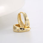 SE0085 S925Silver plating14K Gold Simple Design Earrings for Women with Micro Pave Zirconia