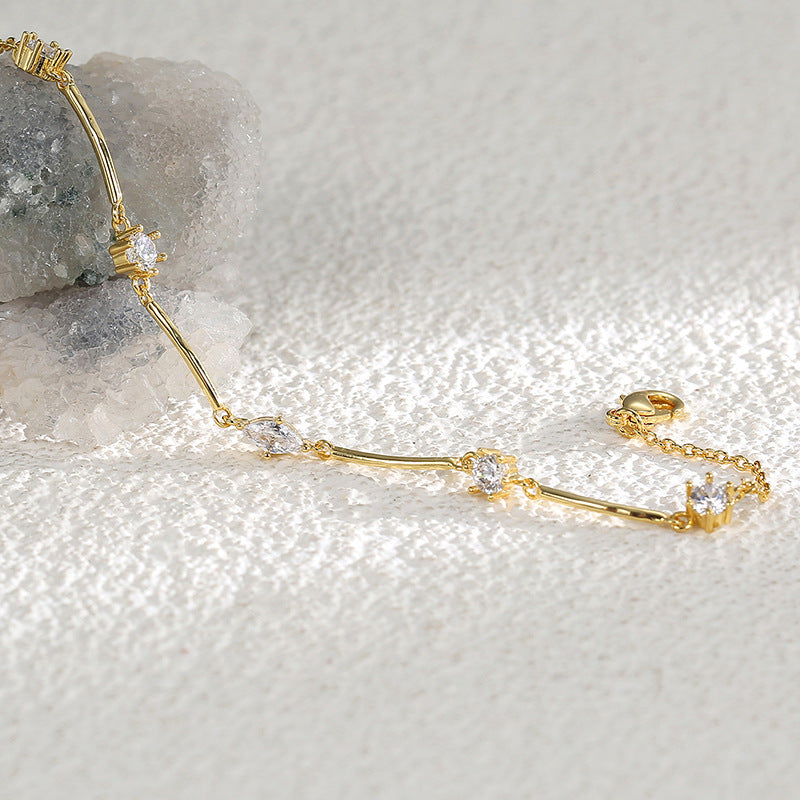 B0079 Brass Gold Plated Zircon Women's Jewelry Gentle and Exquisite Design