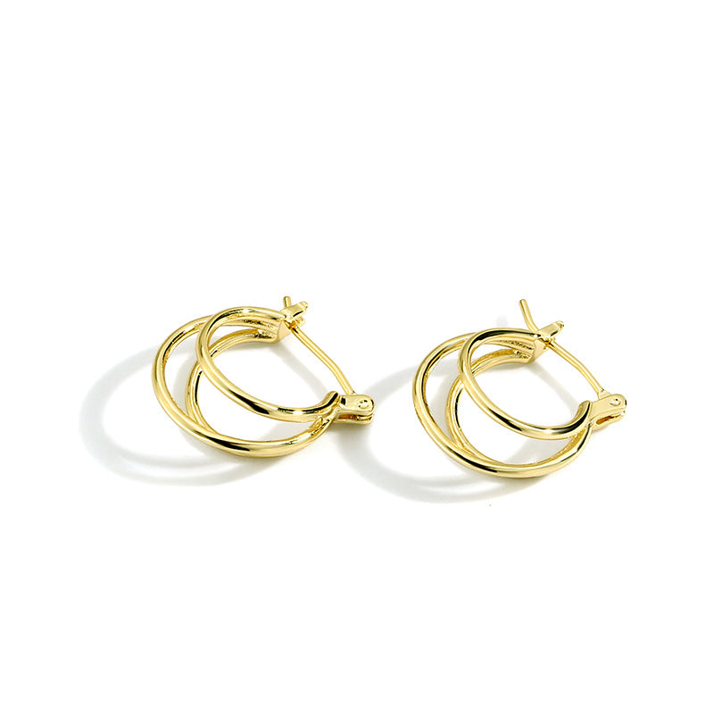 Minimalist Geometric Multi-Hoop Earrings Brass Electroplated Plain Hoop Earrings Fashion Women