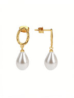 E0320 Ornament gold Metal Retro Earrings Special-shaped Imitation Pearl Earrings Female Geometric Eardrop