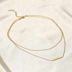 Classic Double Layer Tbar stick necklace stainless steel18K Gold Pendant Necklace Women's Fashion Versatile Necklace