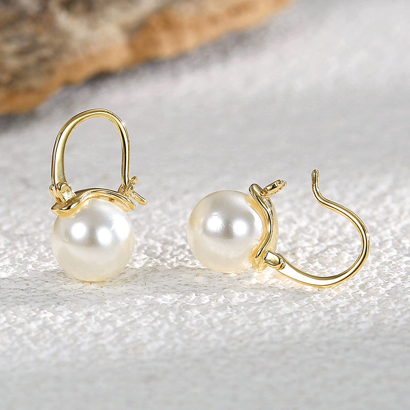 E0370 Simple Shell Pearl Earrings for Women Retro Trendy Pearl Drop Earrings Jewelry