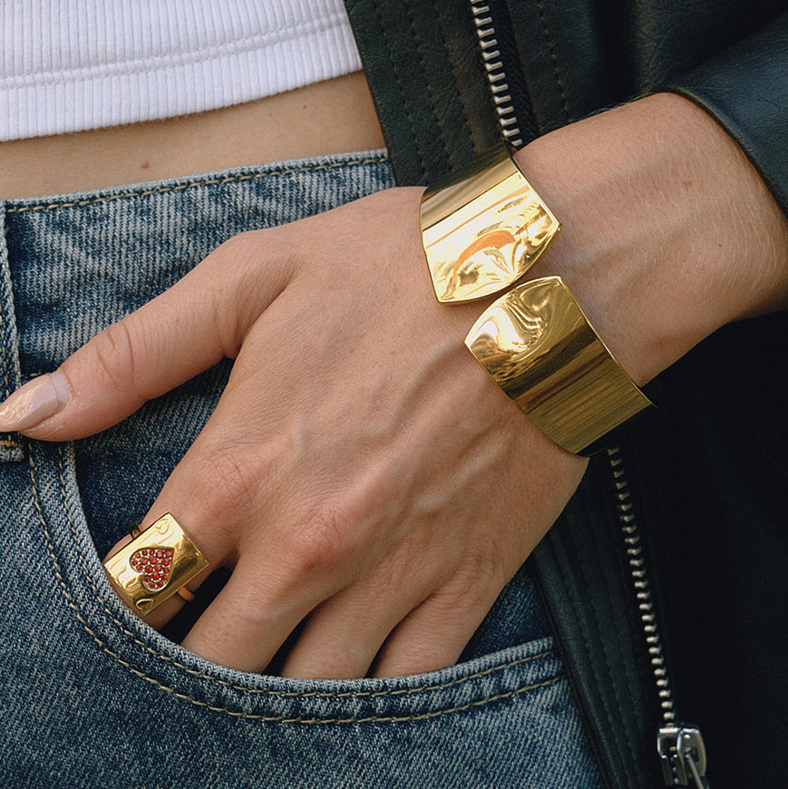 Heart-shaped Earrings Playing Cards Stainless Steel Zircon Ring Bracelet Non-fading Jewelry